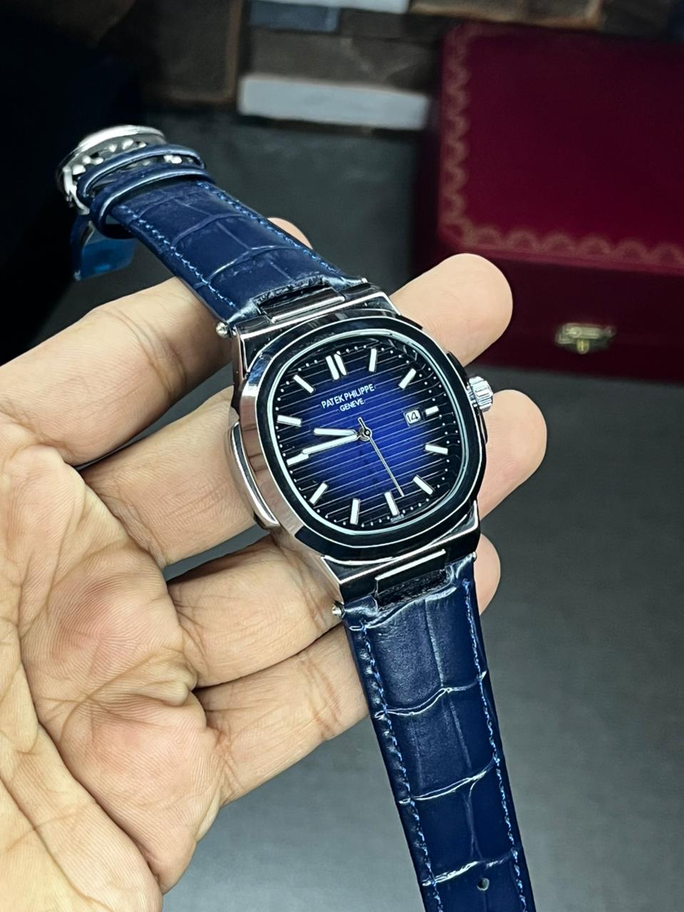 Nautilus Leather Strap Master Lock - Full Blue